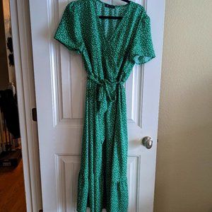 Green Flowy wrap dress